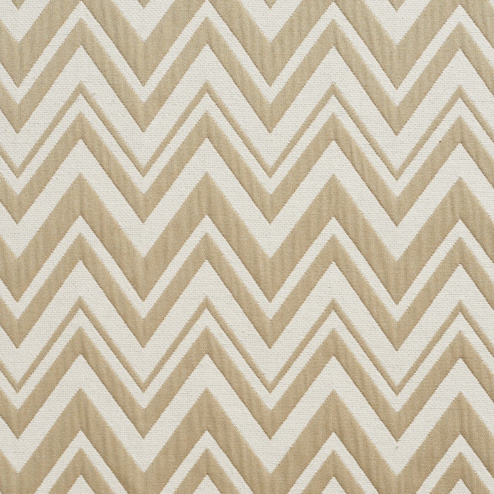 Ivory And Taupe Zig Zag Chevron Upholstery Fabric By The Yard 1