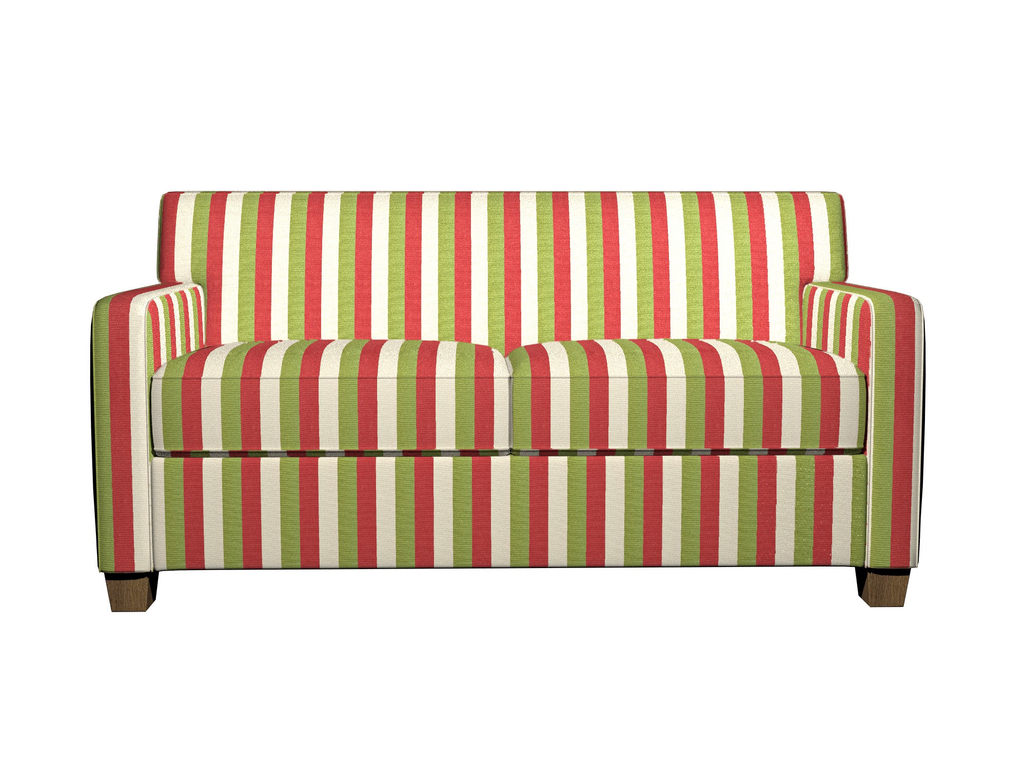 Red, Green And Ivory Striped Silk Look Upholstery Fabric By The Yard