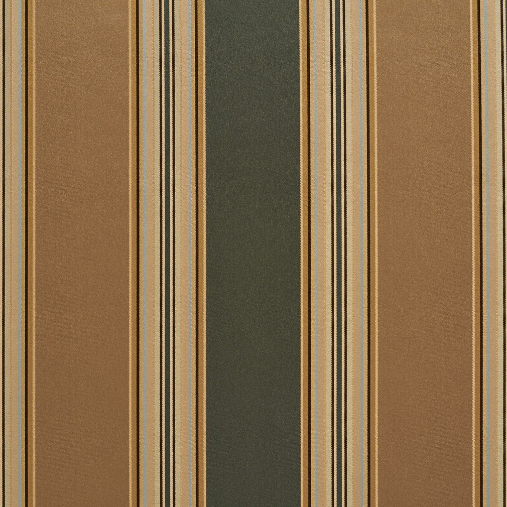 Beige, Blue And Green Shiny Striped Silk Look Upholstery Fabric By The Yard 1