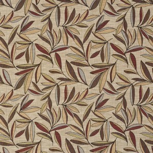 Red, Gold And Green Leaves Woven High End Quality Upholstery Fabric By The Yard