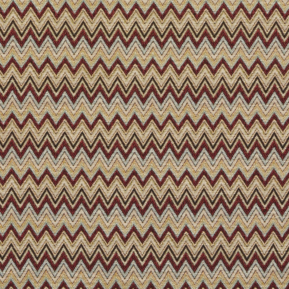 Red, Green, Blue, And Gold Chevron Woven Upholstery Fabric By The Yard 1