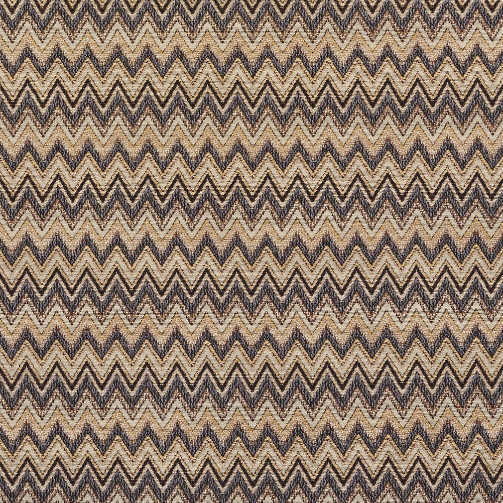 Blue And Gold Chevron Woven Upholstery Fabric By The Yard 1