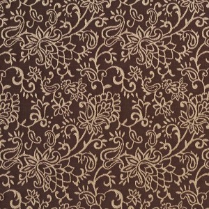 Brown, Contemporary Floral Jacquard Woven Upholstery Fabric By The Yard
