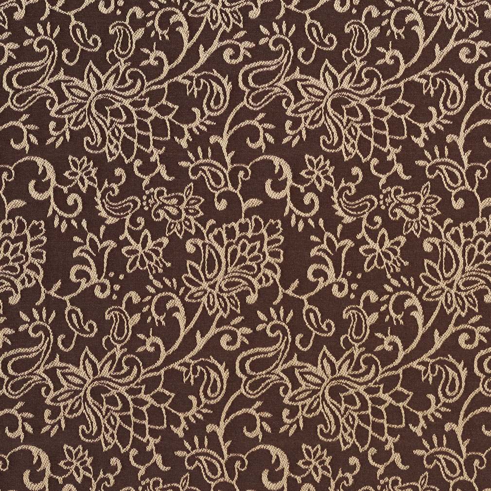 Brown, Contemporary Floral Jacquard Woven Upholstery Fabric By The Yard 1