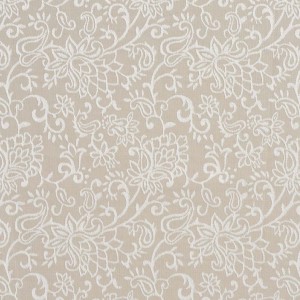 Beige, Contemporary Floral Jacquard Woven Upholstery Fabric By The Yard