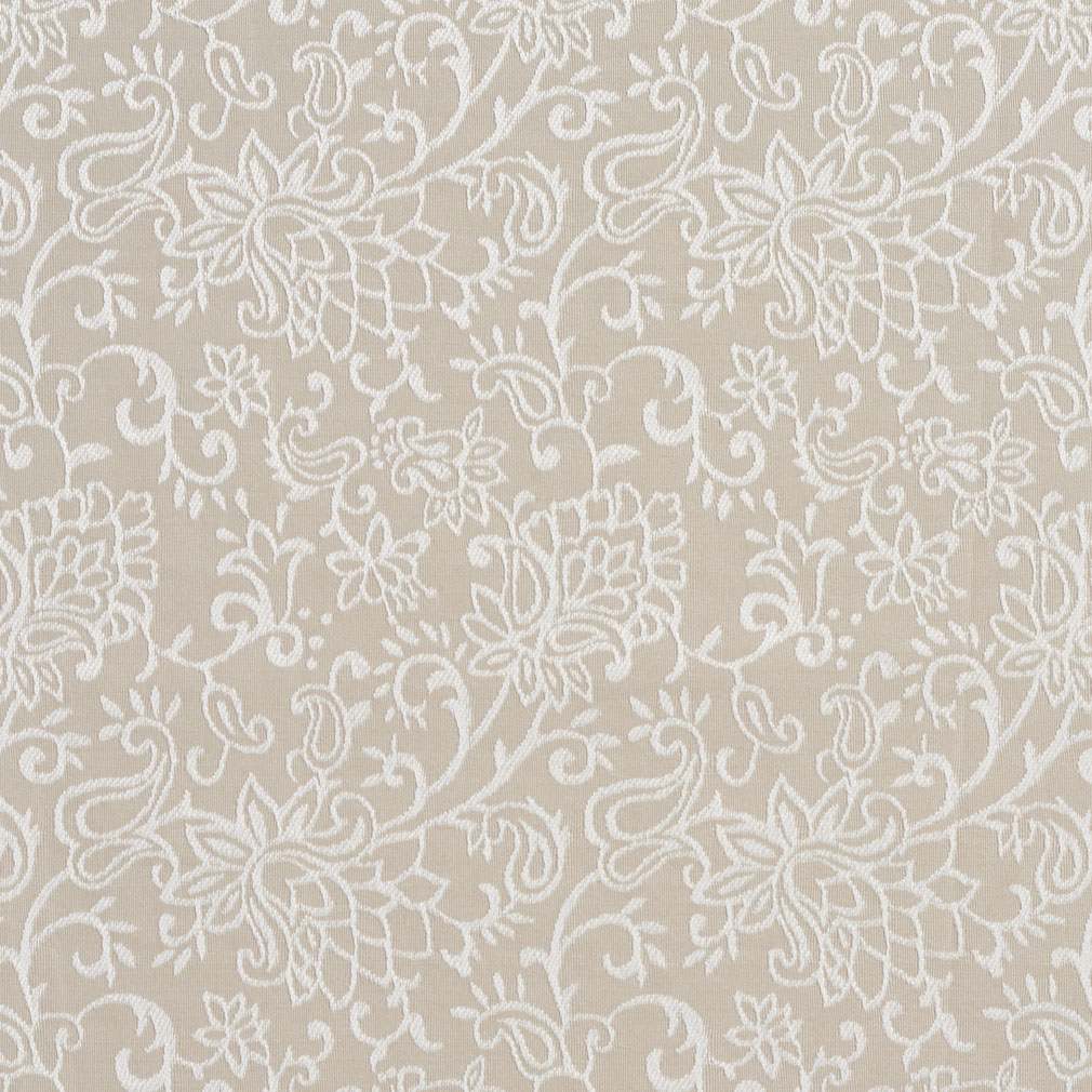 Beige, Contemporary Floral Jacquard Woven Upholstery Fabric By The Yard 1