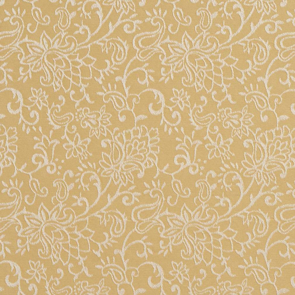 Gold, Contemporary Floral Jacquard Woven Upholstery Fabric By The Yard 1