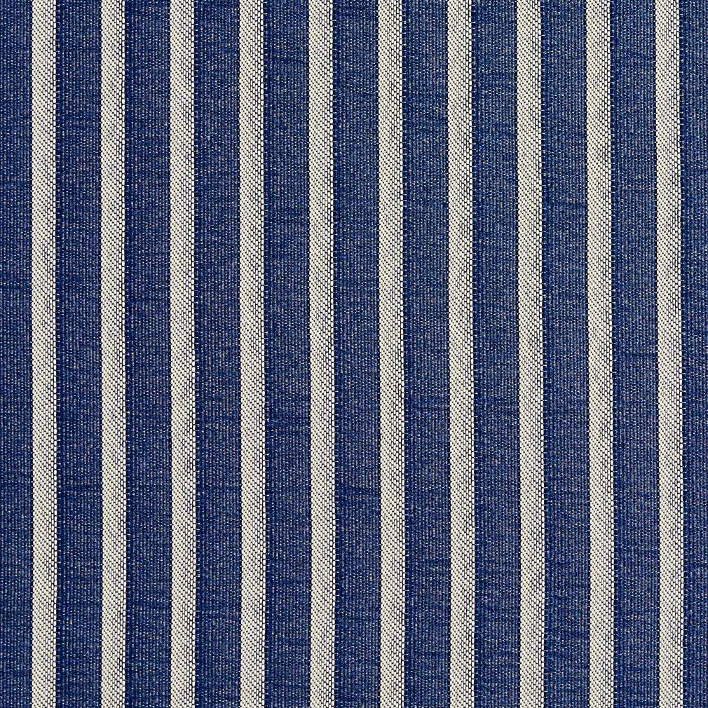 Navy Blue, Striped Jacquard Woven Upholstery Fabric By The Yard 1