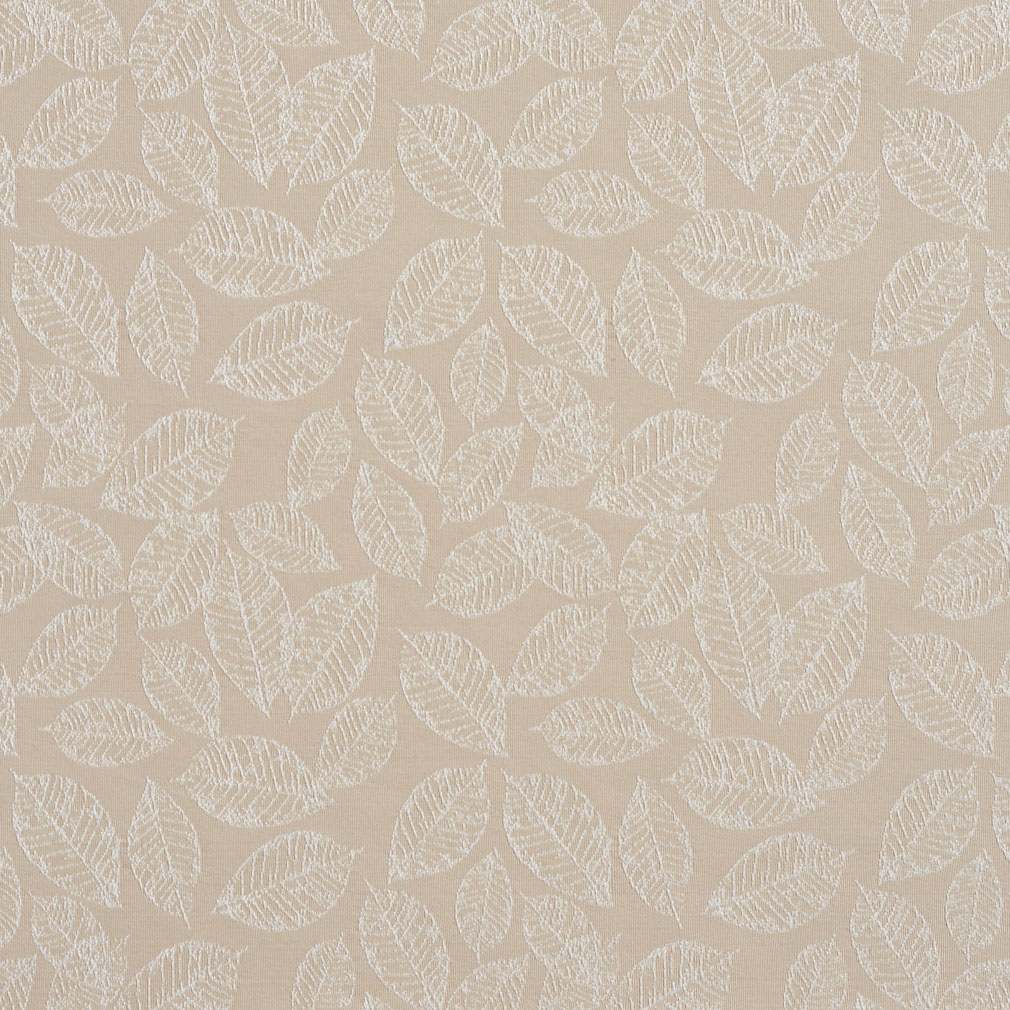 Beige, Floral Leaf Jacquard Woven Upholstery Fabric By The Yard 1