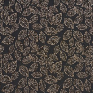 Black, Floral Leaf Jacquard Woven Upholstery Fabric By The Yard