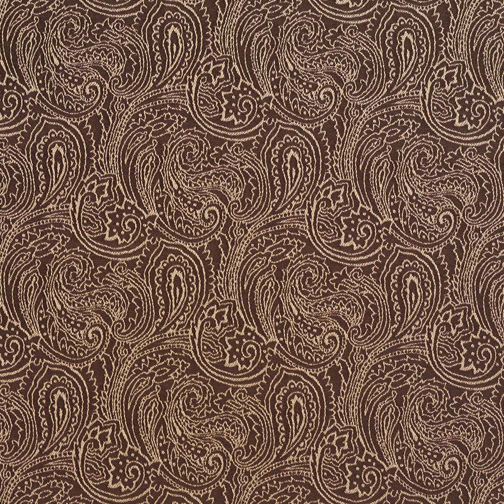 Brown, Traditional Paisley Jacquard Woven Upholstery Fabric By The Yard 1