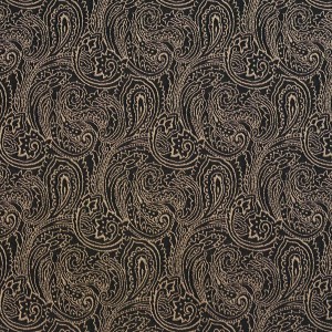 Black, Traditional Paisley Jacquard Woven Upholstery Fabric By The Yard