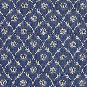 Navy Blue, Floral Trellis Jacquard Woven Upholstery Fabric By The Yard