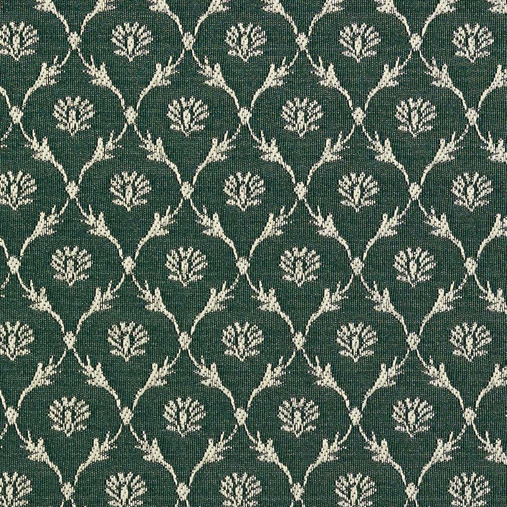 Green, Floral Trellis Jacquard Woven Upholstery Fabric By The Yard 1