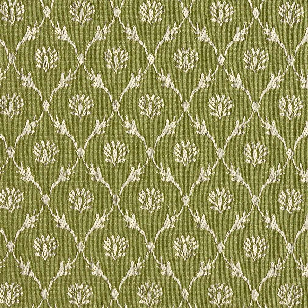 Light Green, Floral Trellis Jacquard Woven Upholstery Fabric By The Yard 1