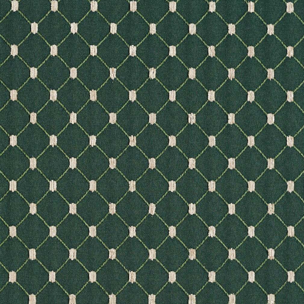 Green, Diamond Jacquard Woven Upholstery Fabric By The Yard 1