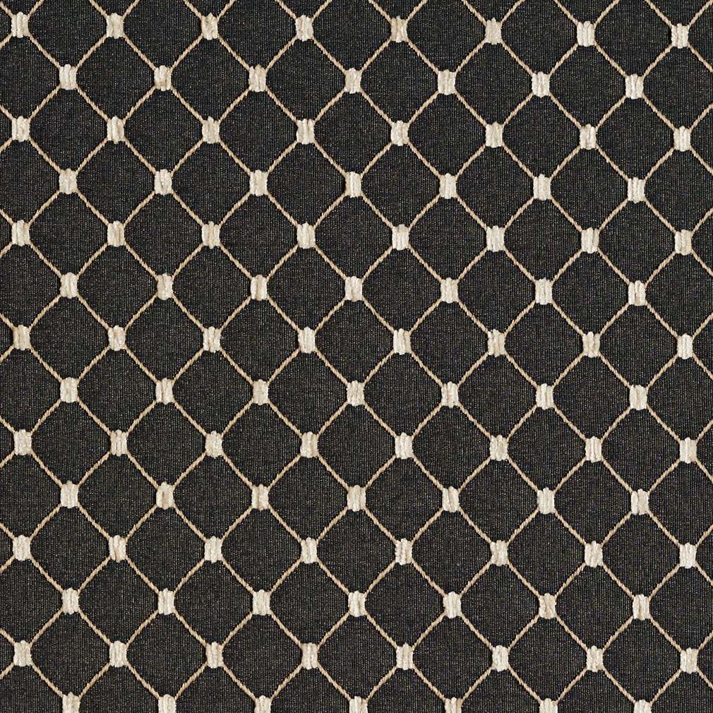 Black, Diamond Jacquard Woven Upholstery Fabric By The Yard 1