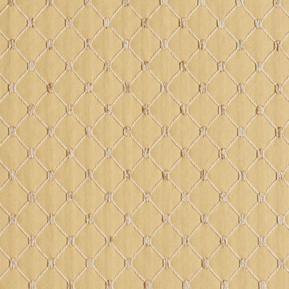 Gold, Diamond Jacquard Woven Upholstery Fabric By The Yard 1