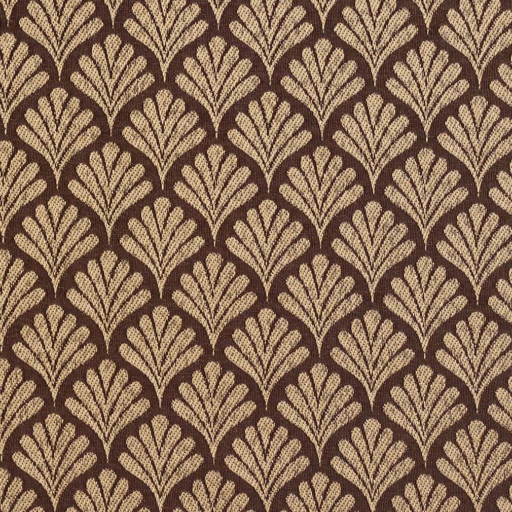 Brown, Fan Jacquard Woven Upholstery Fabric By The Yard 1