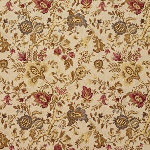 Red, Gold, Beige And Brown Vibrant Leaves Upholstery Grade Fabric By The Yard