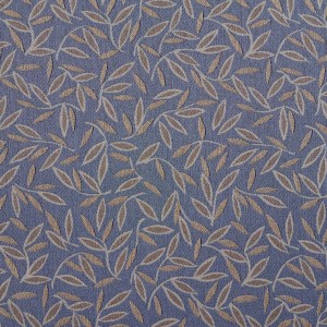 Blue And Brown, Floral Leaf Contract Grade Upholstery Fabric By The Yard