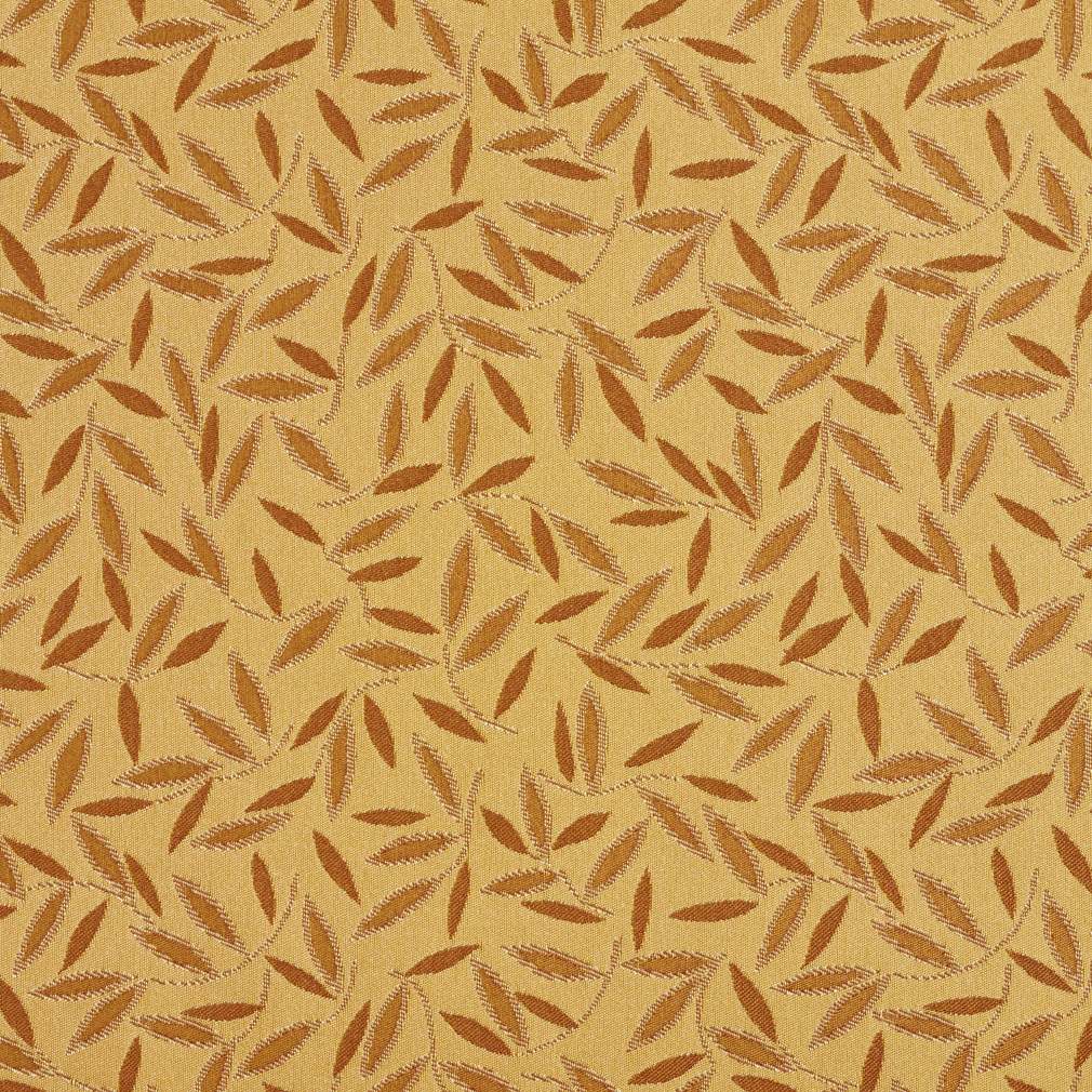 Orange And Gold Floral Leaf Contract Grade Upholstery Fabric By The Yard 1