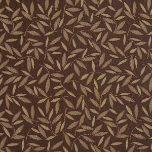 Brown Floral Leaf Contract Grade Upholstery Fabric By The Yard