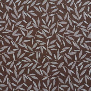 Brown And Blue Floral Leaf Contract Grade Upholstery Fabric By The Yard