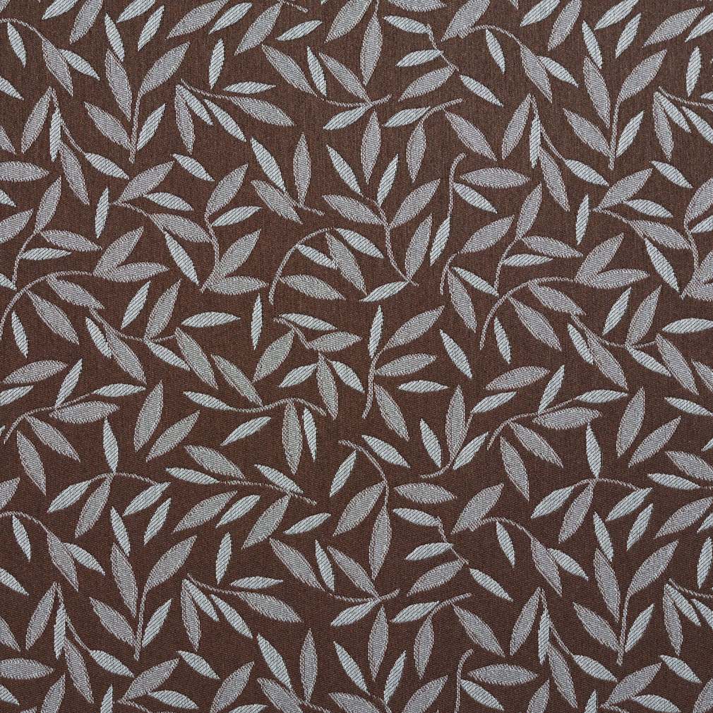 Brown And Blue Floral Leaf Contract Grade Upholstery Fabric By The Yard 1