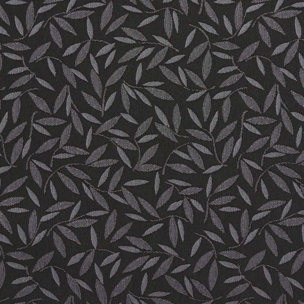 Black And Grey Floral Leaf Contract Grade Upholstery Fabric By The Yard 1
