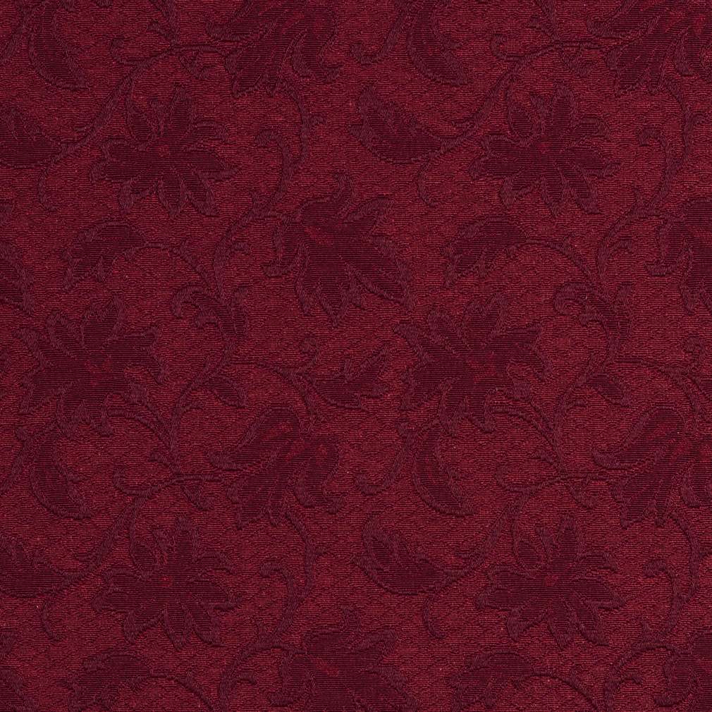 E500 Burgundy, Floral Jacquard Woven Upholstery Grade Fabric By The Yard 1