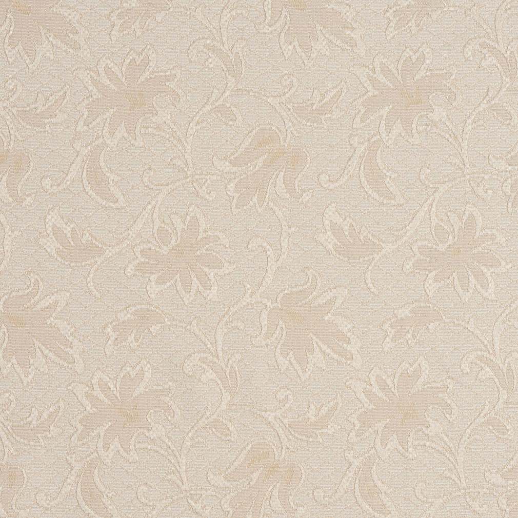 E501 Ivory White, Floral Jacquard Woven Upholstery Grade Fabric By The Yard 1