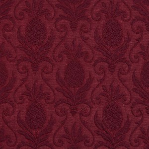 Burgundy, Pineapple Jacquard Woven Upholstery Grade Fabric By The Yard