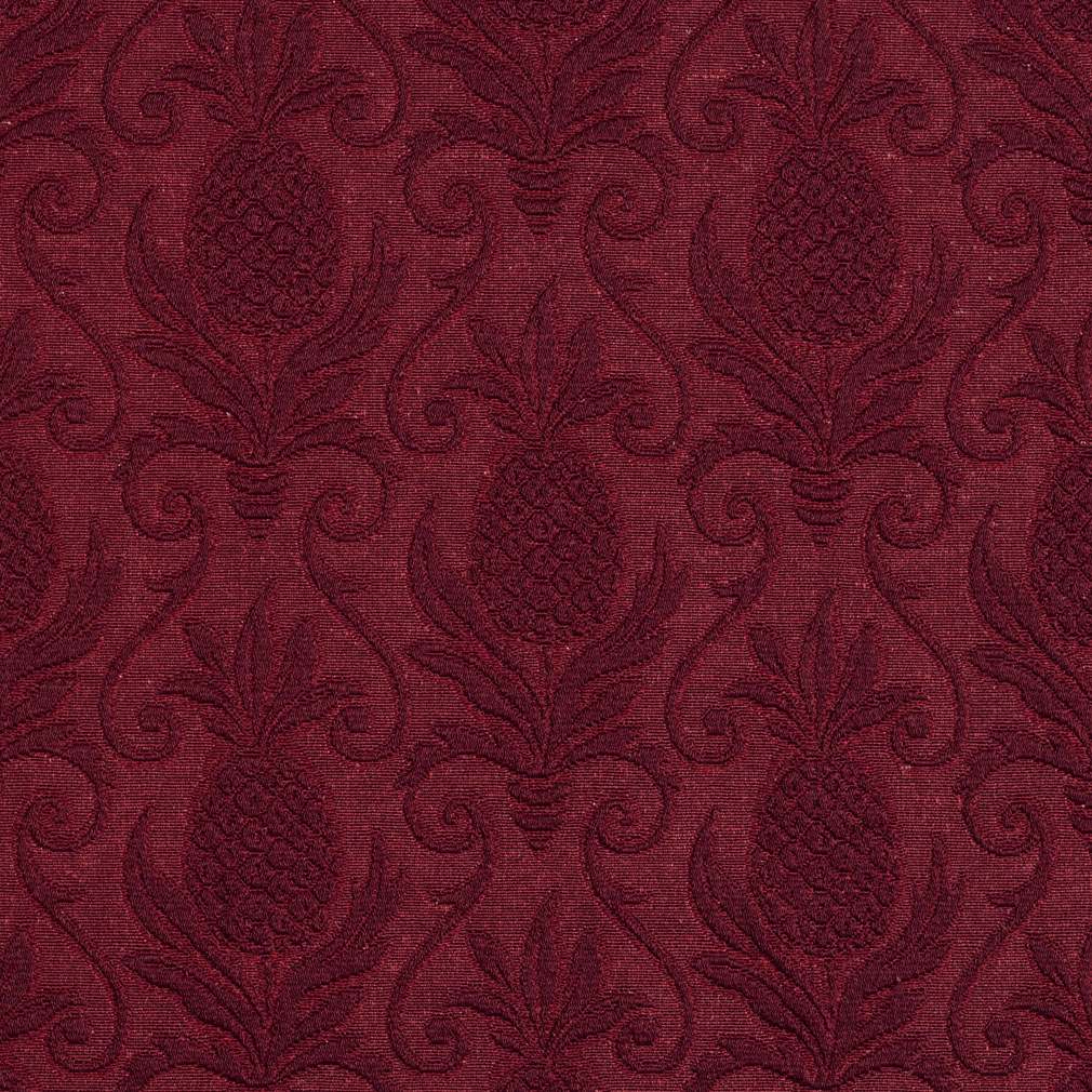 Burgundy, Pineapple Jacquard Woven Upholstery Grade Fabric By The Yard 1