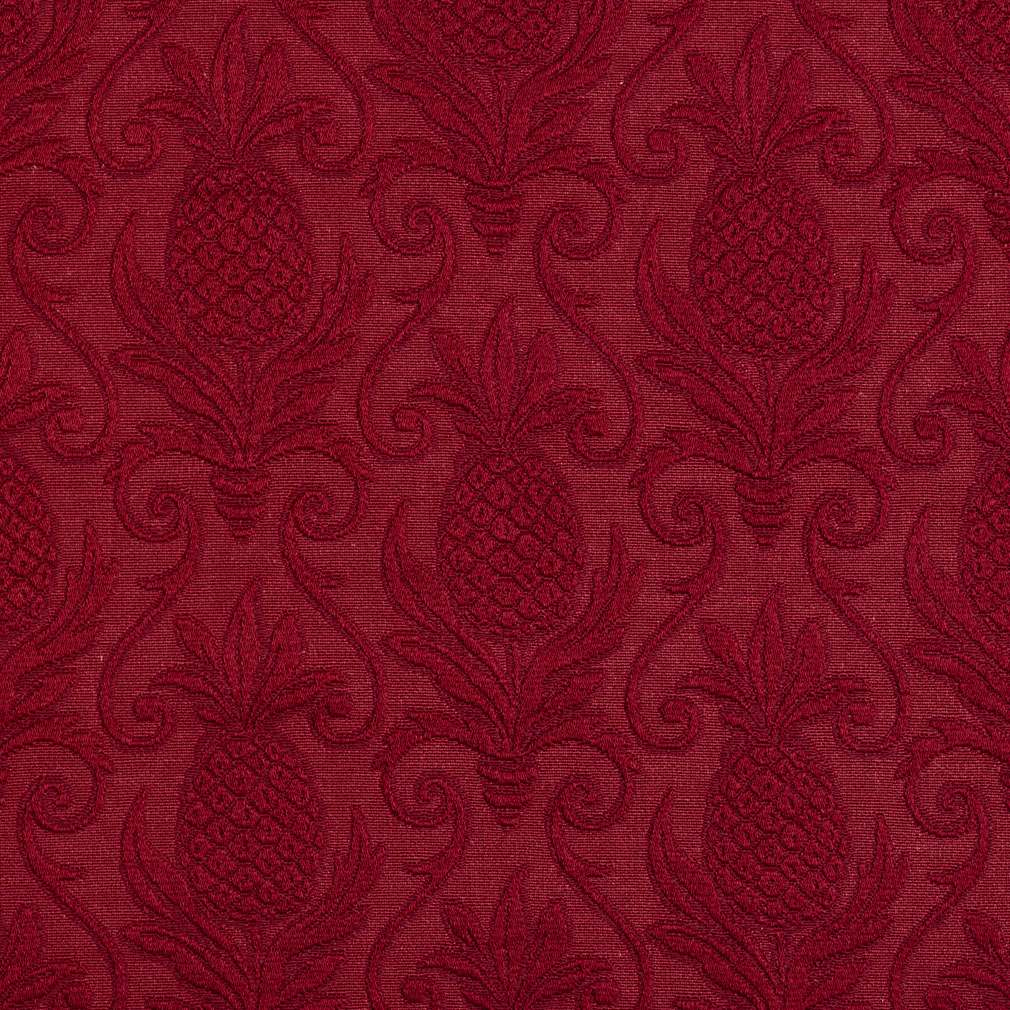 Red, Pineapple Jacquard Woven Upholstery Grade Fabric By The Yard 1