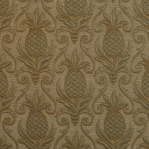 Green, Pineapple Jacquard Woven Upholstery Grade Fabric By The Yard