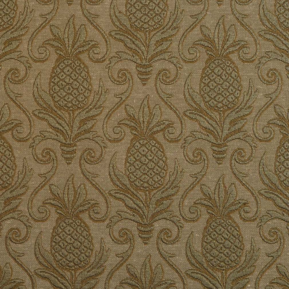 Green, Pineapple Jacquard Woven Upholstery Grade Fabric By The Yard 1