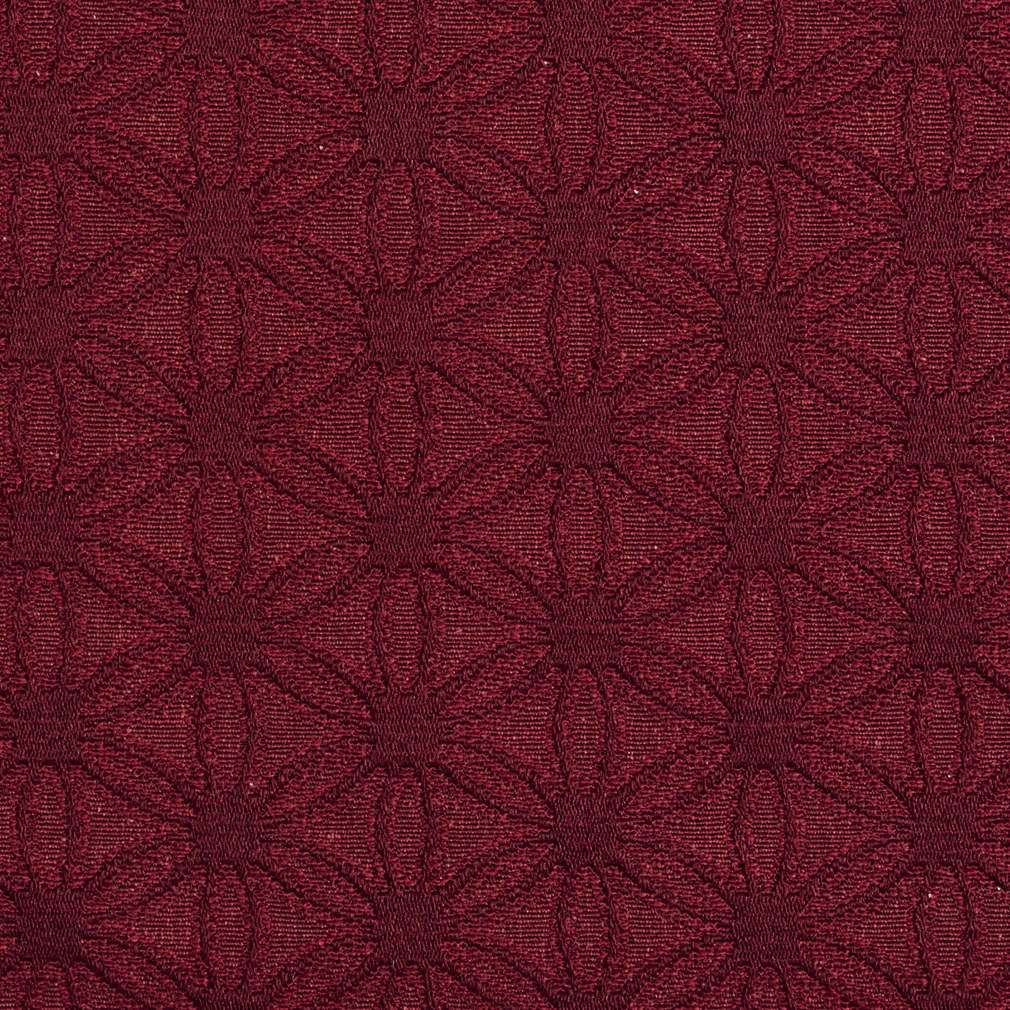 Burgundy, Flower Jacquard Woven Upholstery Grade Fabric By The Yard 1