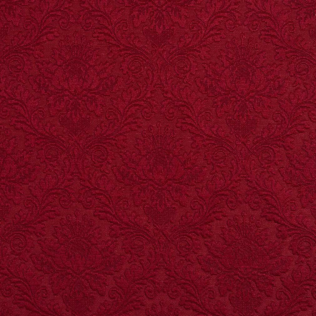 E540 Red, Floral Jacquard Woven Upholstery Grade Fabric By The Yard 1