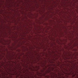 E554 Burgundy, Floral Jacquard Woven Upholstery Grade Fabric By The Yard
