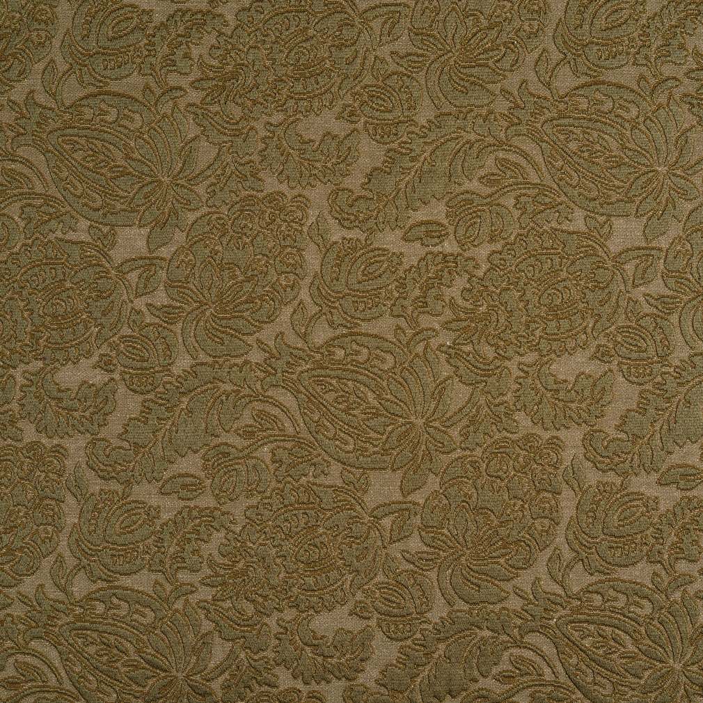 E561 Green, Floral Jacquard Woven Upholstery Grade Fabric By The Yard 1
