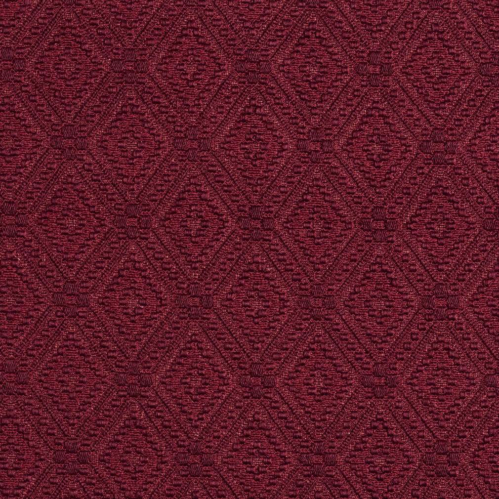 E563 Burgundy, Diamond Jacquard Woven Upholstery Grade Fabric By The Yard 1