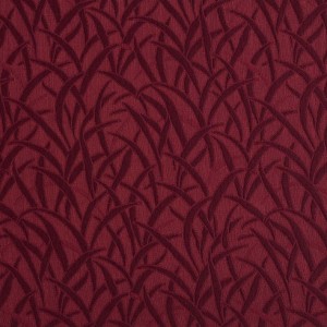 Burgundy, Grassy Meadow Jacquard Woven Upholstery Grade Fabric By The Yard