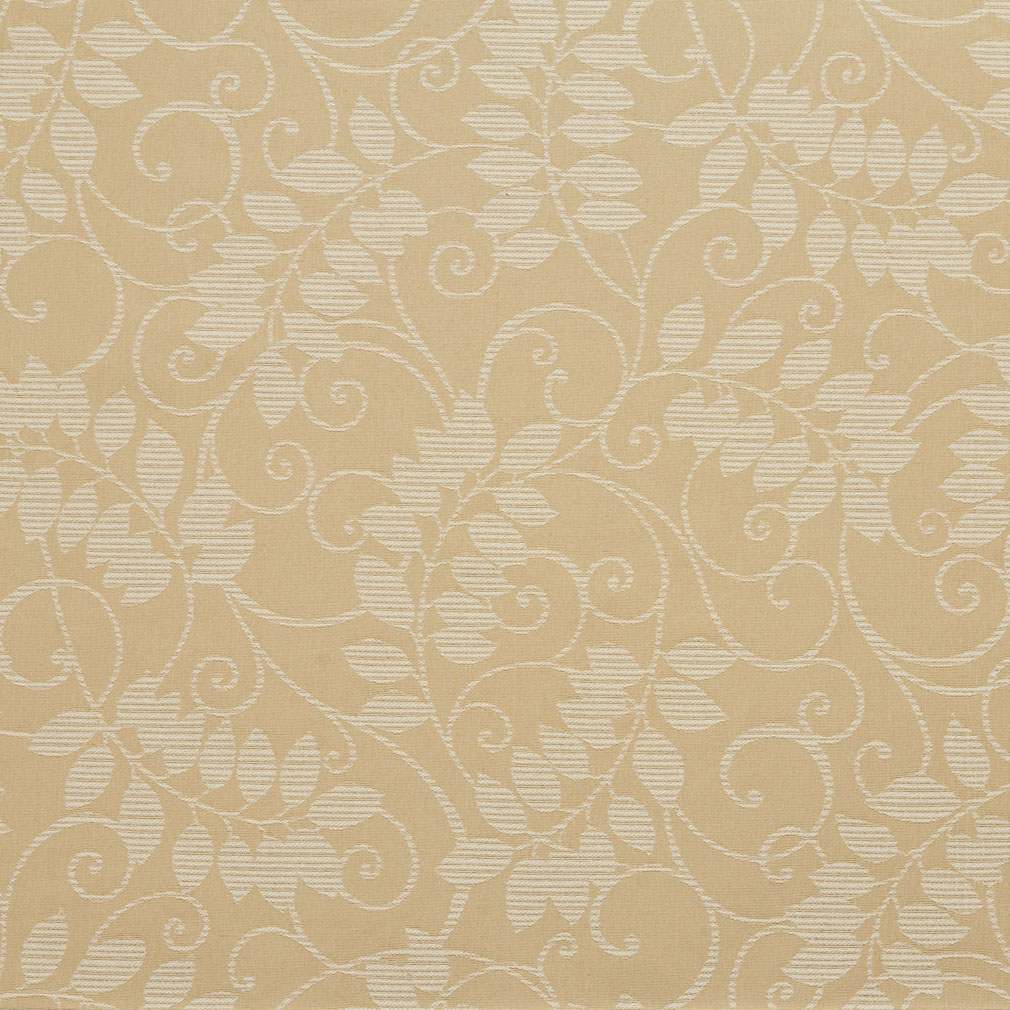 Beige, Floral Vine Outdoor Indoor Woven Fabric By The Yard 1