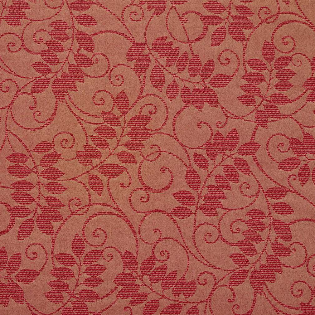 Red, Floral Vine Outdoor Indoor Woven Fabric By The Yard 1