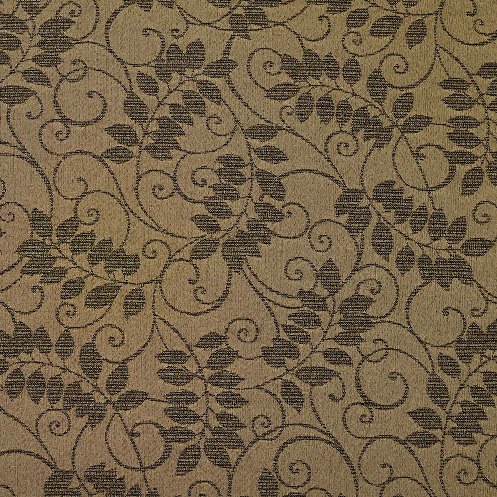 Black, Floral Vine Outdoor Indoor Woven Fabric By The Yard 1