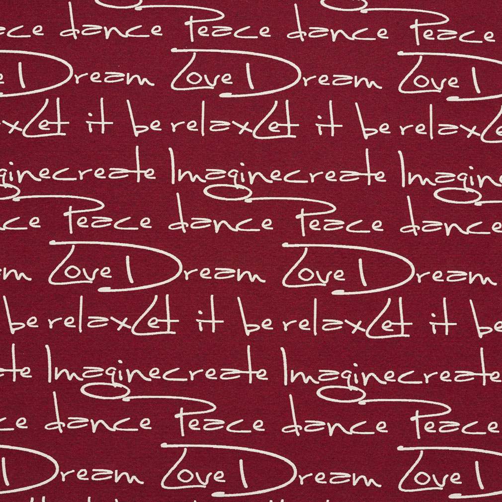 J9400R Red and White Script Writing Jacquard Upholstery Fabric
