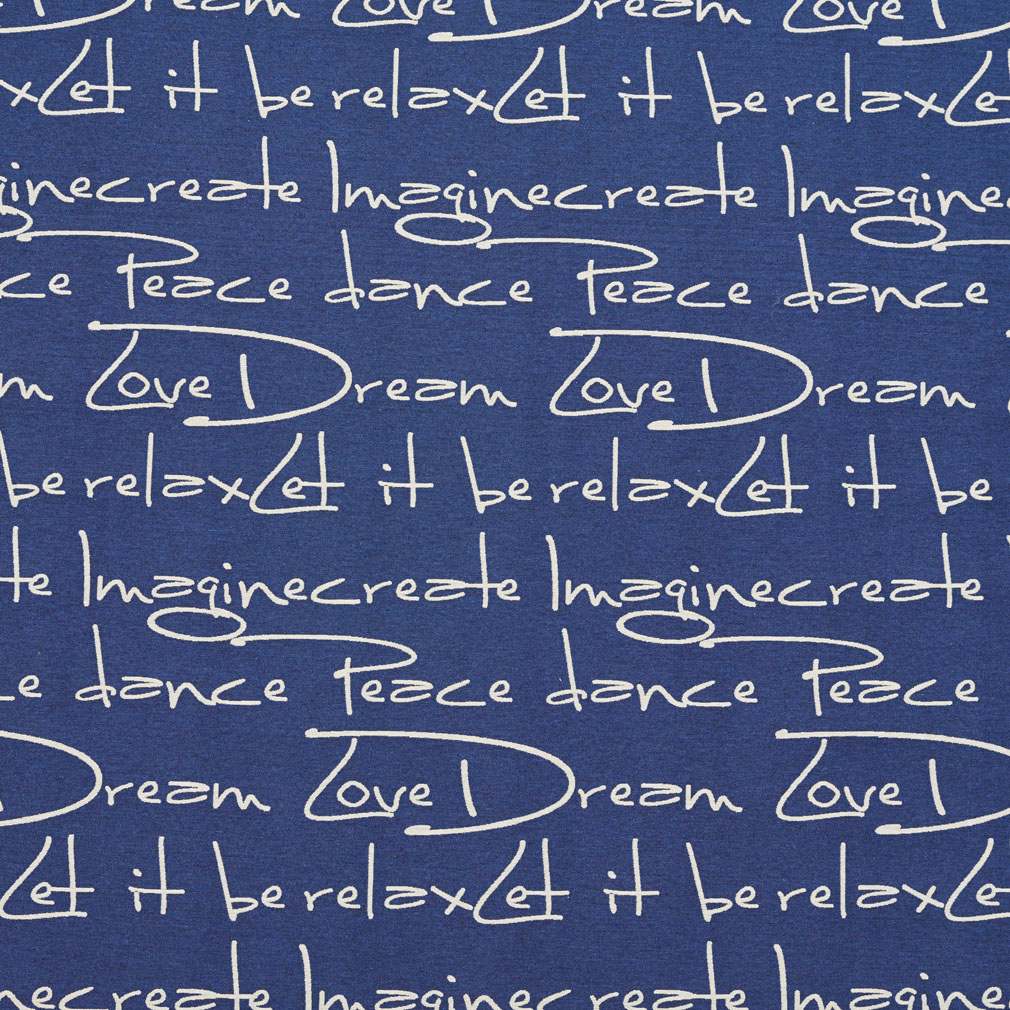 J9400S Blue and White Script Writing Jacquard Upholstery Fabric