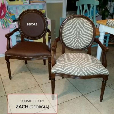 E190 Chenille Zebra Print on Chair