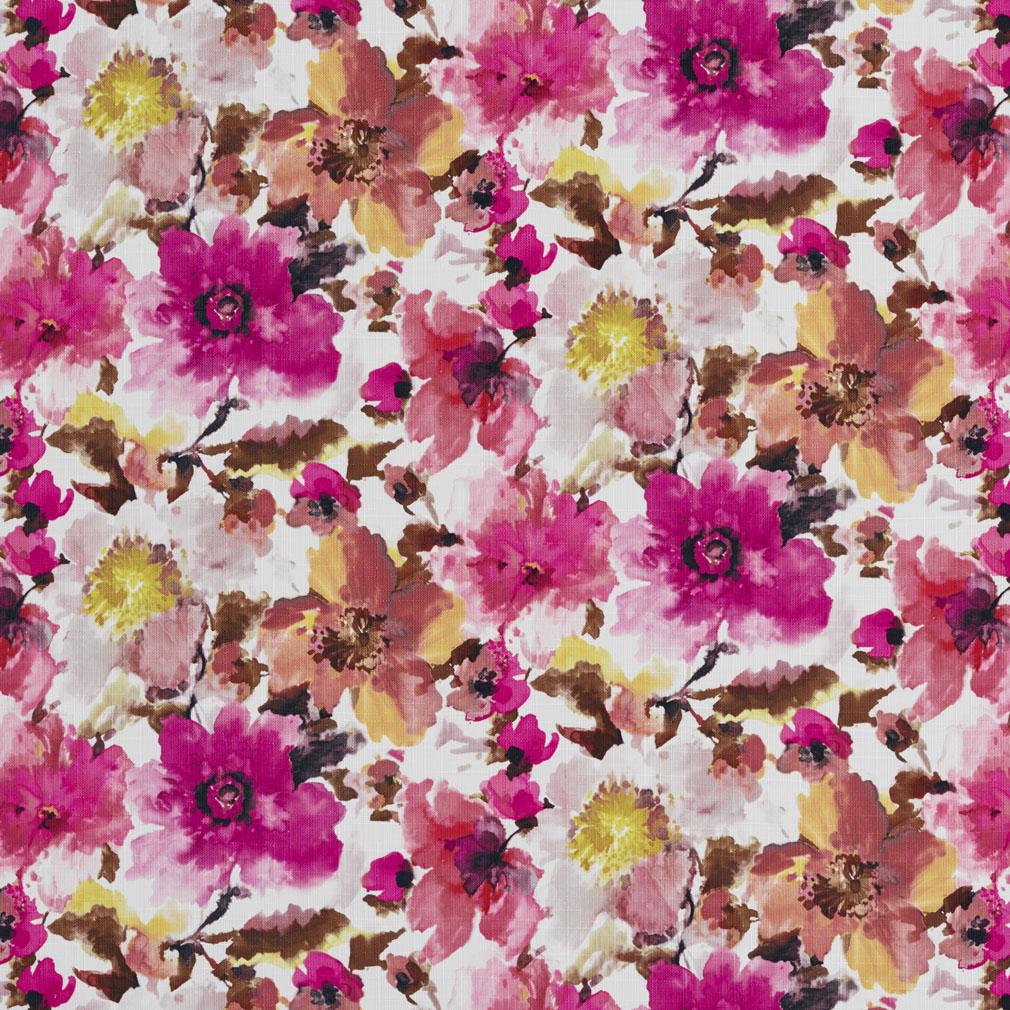 B0460A Pink Large Floral Patterned Print Upholstery Fabric